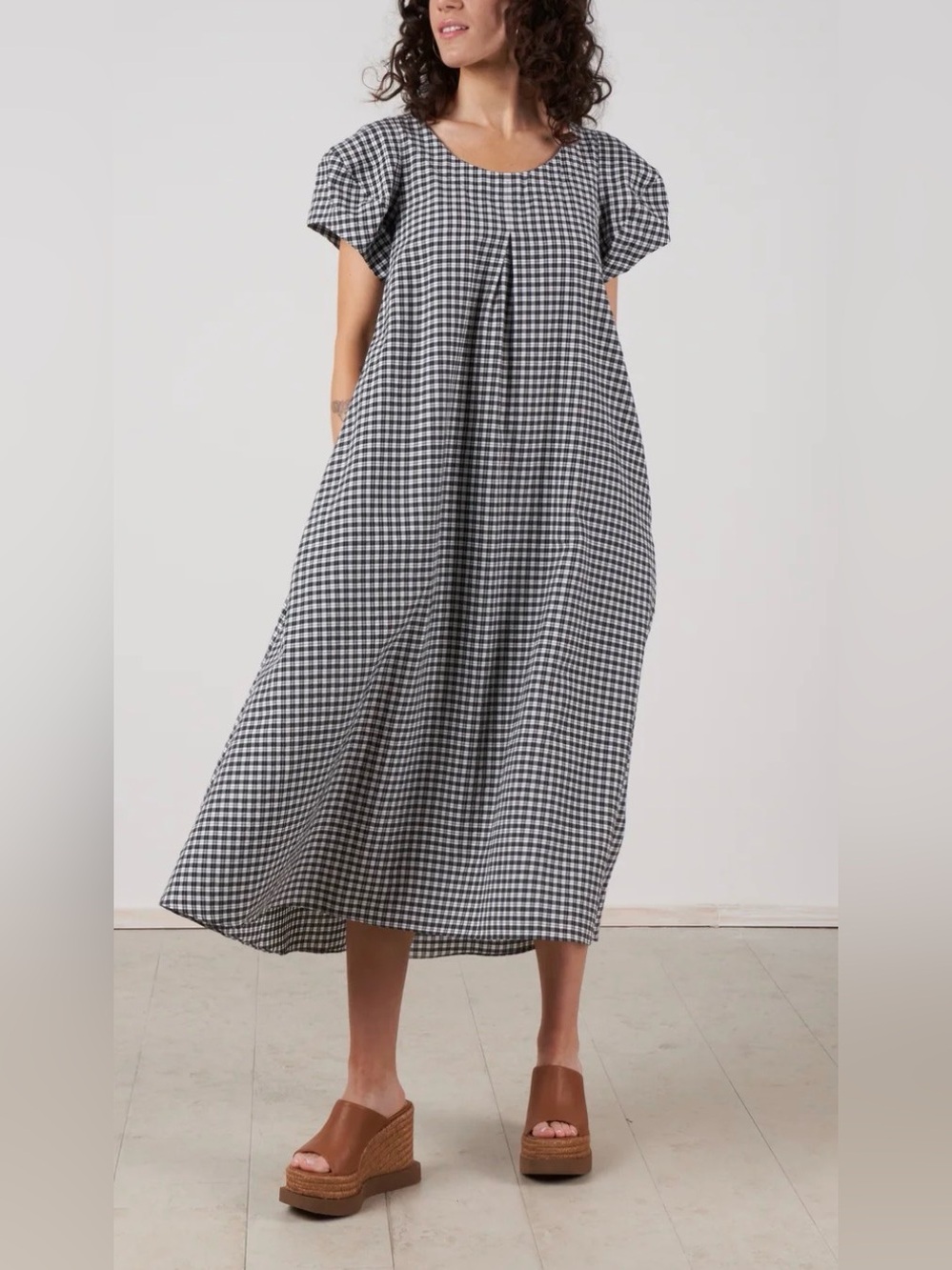 FABIANA PIGNA DARCY CHECK DRESS - BLACK/WHITE MEDIUM